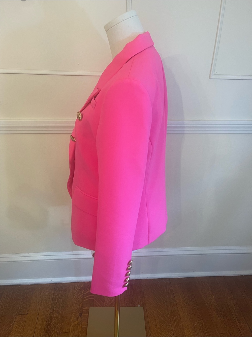 Tailored Double-Breasted Hot Pink Blazer Jacket - Picture 2 of 10
